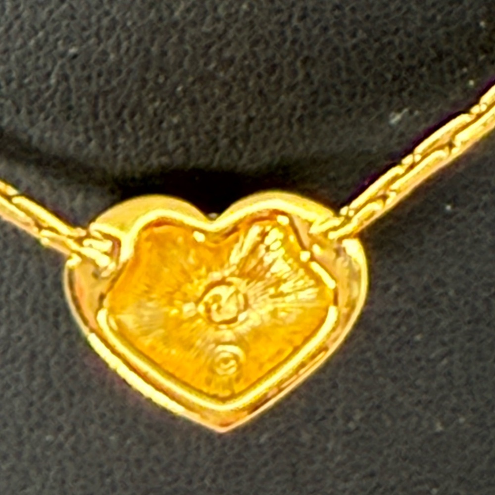 Authentic Vintage Signed Swarovski Crystal Heart Love Necklace Goldtone 16 Inch - Picture 3 of 5